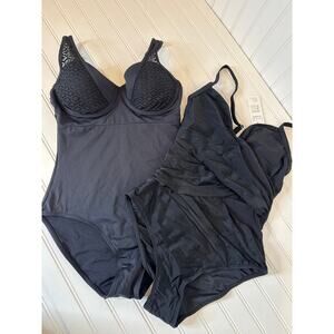 NWT Cupshe LOT OF 2 Swimsuits - Black 1-PC One Piece Bathing Suits Bundle Sz M